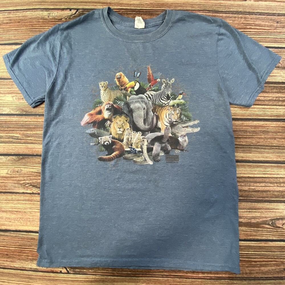 Smithsonian National Zoo Park Graphic T-Shirt Zoo Animals Blue Adult Sz M
